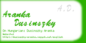 aranka dusinszky business card